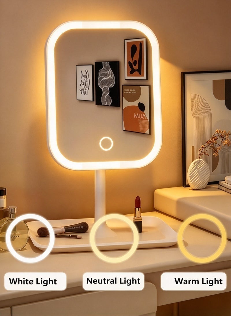 Joychic Women LED Makeup Mirror Vanity Mirror With 3 Light Modes Touch Control Portable Stand and Foldable Compact Mirror Vanity Cosmetic Mirror - Image 3