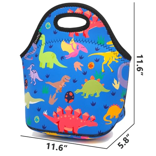FlowFly Neoprene Kids Lunch box Insulated Soft Bag Mini Cooler Thermal Meal Tote Kit for Boys, Girls,Men,Women,School,Work, Office, Dinosaur - Image 3