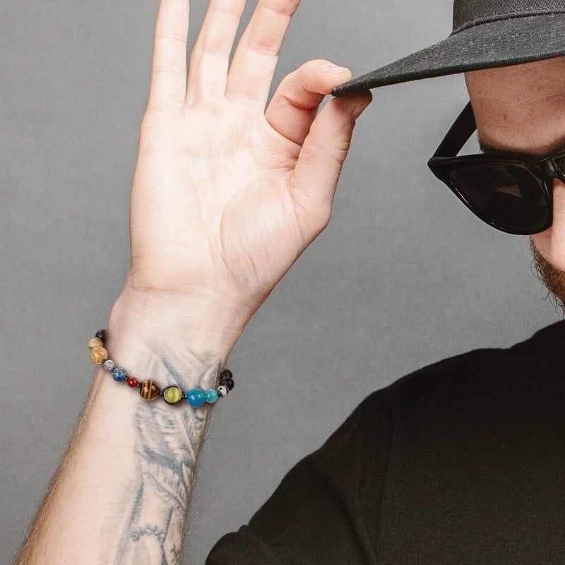 SPUNKYsoul Solar System Earth Planets Bracelet Universe Galaxy His, Men, Him Man Jewelry Gifts Space for Men (His) - Image 2