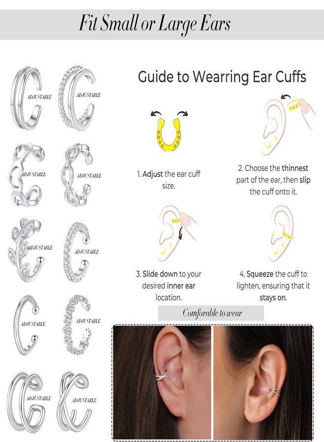 Jewdreamer 16Pcs Silver Ear Cuff 14K Gold Plated Cuff Earrings Gold Ear Cuffs Non Pierced Ear Clips Cartilage Earring - Image 4