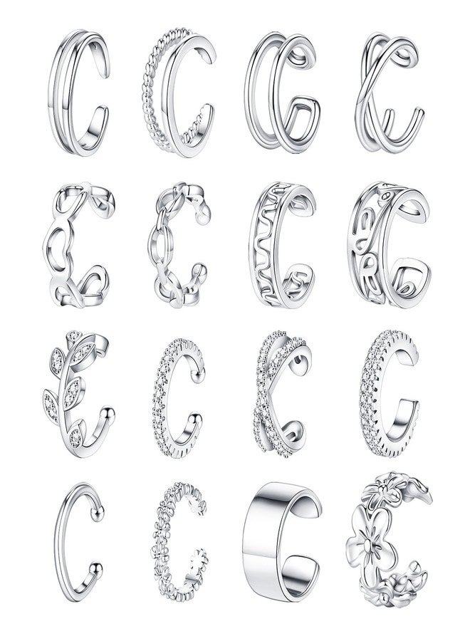 Jewdreamer 16Pcs Silver Ear Cuff 14K Gold Plated Cuff Earrings Gold Ear Cuffs Non Pierced Ear Clips Cartilage Earring - Image 1