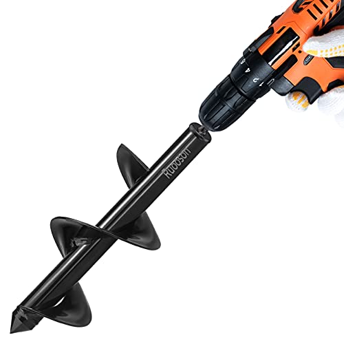 Ruooson Auger Drill Bit for Planting Ruooson 3.7X11.8 in Garden AugerSpiral, Easy Planter Rapid Planter Plant for 3/8" Hex Drive <1Pcs>. (3.7x11.8 in) - Image 1