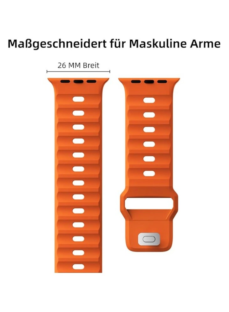 LIXES Pack of 2 Sports Wristbands Compatible with Apple Watch Ultra 2 / Ultra 49/44/45/42 mm, Adjustable Silicone Strap with Metal Press Stud for iWatch Series 9 SE 8 7 6 5 4 Men  - Image 2
