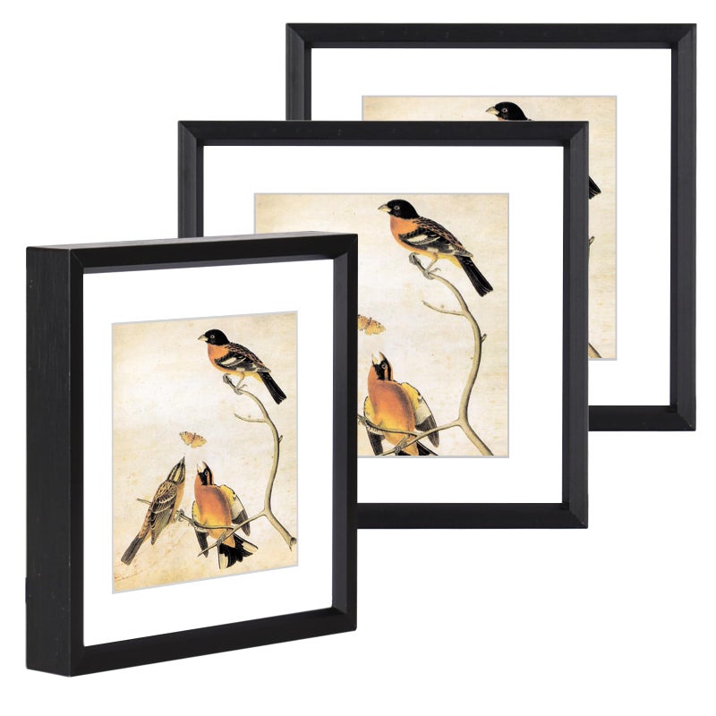 BKABOT 5x5 Picture Frame  Black Metal Photo Frames with HD Glass  Fits 4x4 with Mat or 5 x 5 without Mat  Display for Wall and Table  3 Pack - Image 1