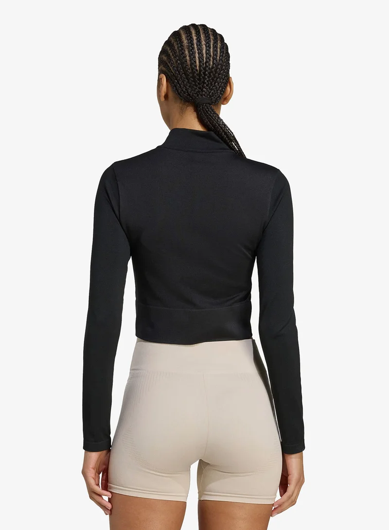 Adidas BLACK Workout Essentials Full-Zip Knit Jacket for Women | Best Price UAE