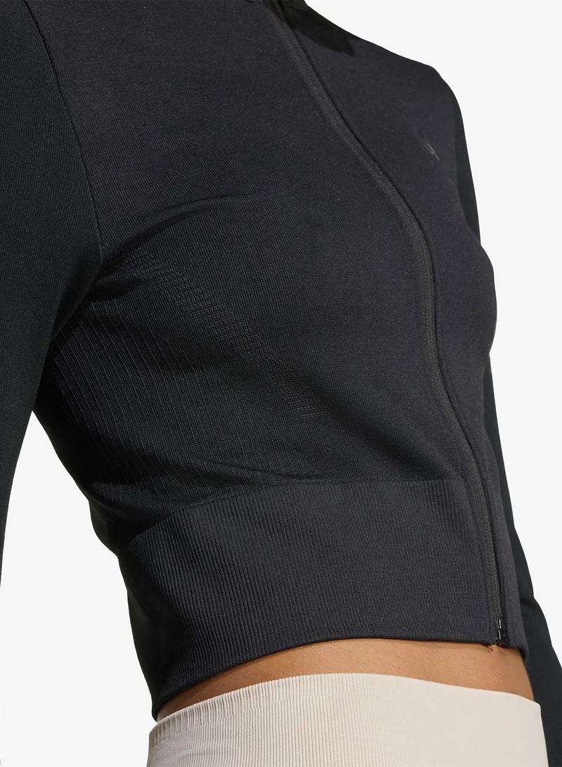 Adidas BLACK Workout Essentials Full-Zip Knit Jacket for Women | Best Price UAE