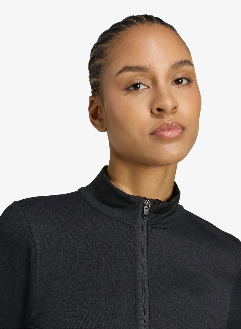 Adidas BLACK Workout Essentials Full-Zip Knit Jacket for Women | Best Price UAE