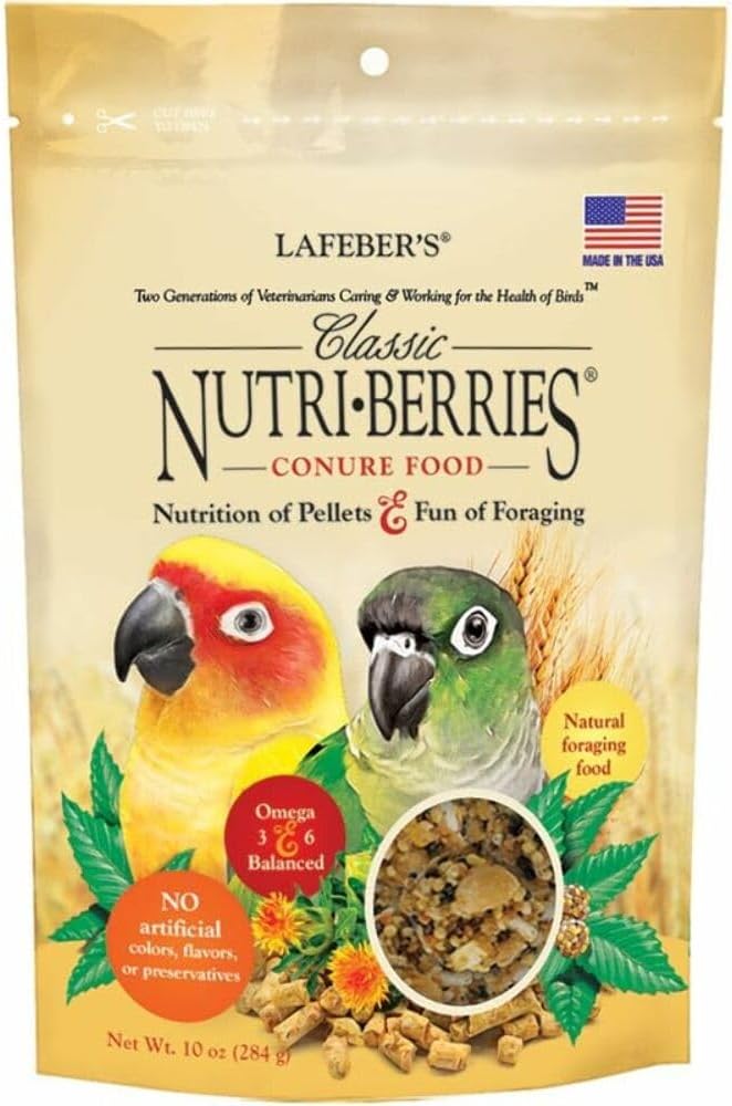 ليفبير طعام لوفيبرز الكلاسيكي للكونورز بالفواكه المغذية (LAFEBER’s Classic Nutri-Berries Conure Food)، مصنوع من مكونات غير معدلة وراثيًا ومن الدرجة الصالحة للاستخدام البشري، للكونورز (الحجم الكلاسيك�� 10 أونصات). - Image 1