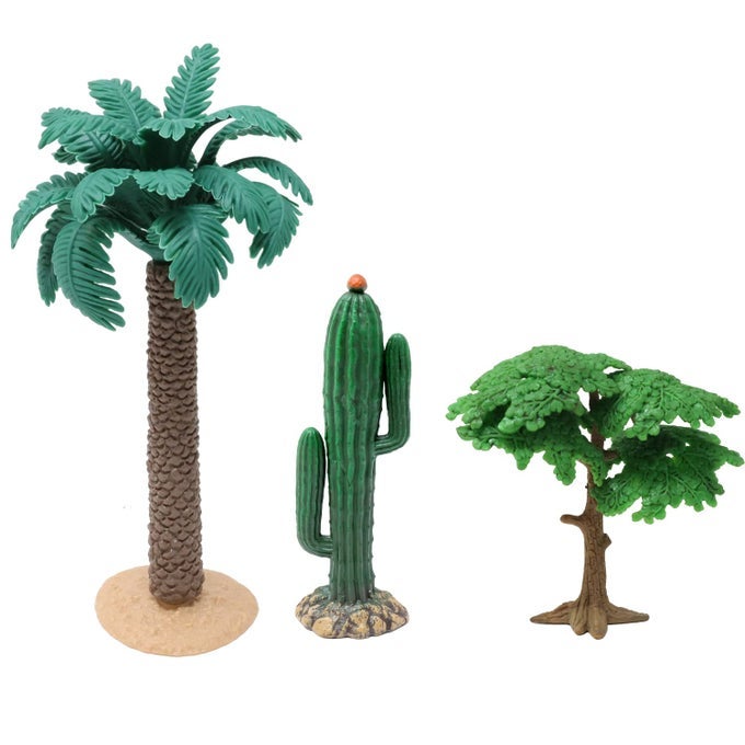 3PCS FAKE MINIATURE TREES MODEL PLASTIC ARTIFICIAL COCONUT PALM TREE CACTUS PLANTS STATUE FOR DIY CRAFT SCENERY PROJECT 3 STYLE