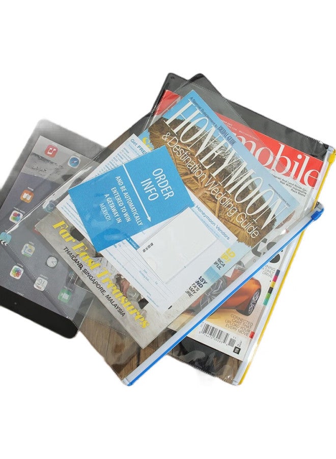 Tango File Folders, A4 Colorful Edge Transparent Document Folders, Zipper Pouches, 12 Pieces/Pack, Financial Storage Bags, Student Exam Paper Pouches, Office Stationery Supplies - Image 3