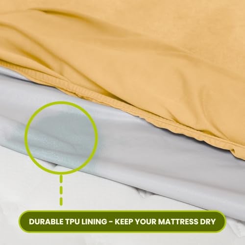 AVI Terry Cotton Ultra Soft Waterproof Bed Mattress Protector Single Size 78x36 inch | Breathable Washable Elastic Fitted Mattresses Cover for Single Size Bed (6.5x3 feet, Beige - Fit On 2-10 Inch) - Image 3