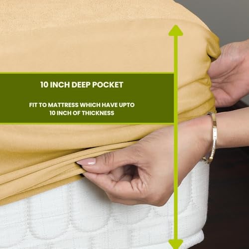 AVI Terry Cotton Ultra Soft Waterproof Bed Mattress Protector Single Size 78x36 inch | Breathable Washable Elastic Fitted Mattresses Cover for Single Size Bed (6.5x3 feet, Beige - Fit On 2-10 Inch) - Image 5