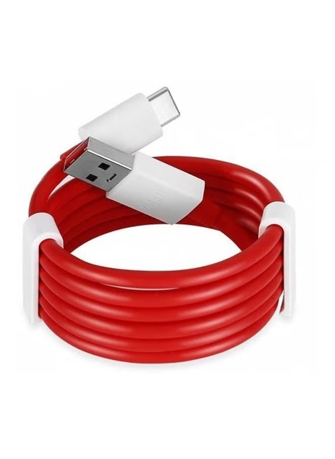 TIGER - 2-Piece Type-C USB Charging Cable for OnePlus 6T/6/5T/5/3T – Red/White | Fast Charging, Data Sync, Durable & Tangle-Free Design, High-Speed USB-C Cable for Smartphones & Devices - Image 1
