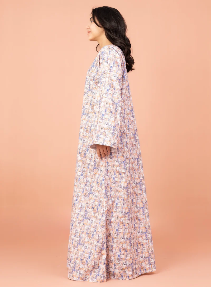 IKKXA Modern Embroidery Jalabiya IN040 Orange