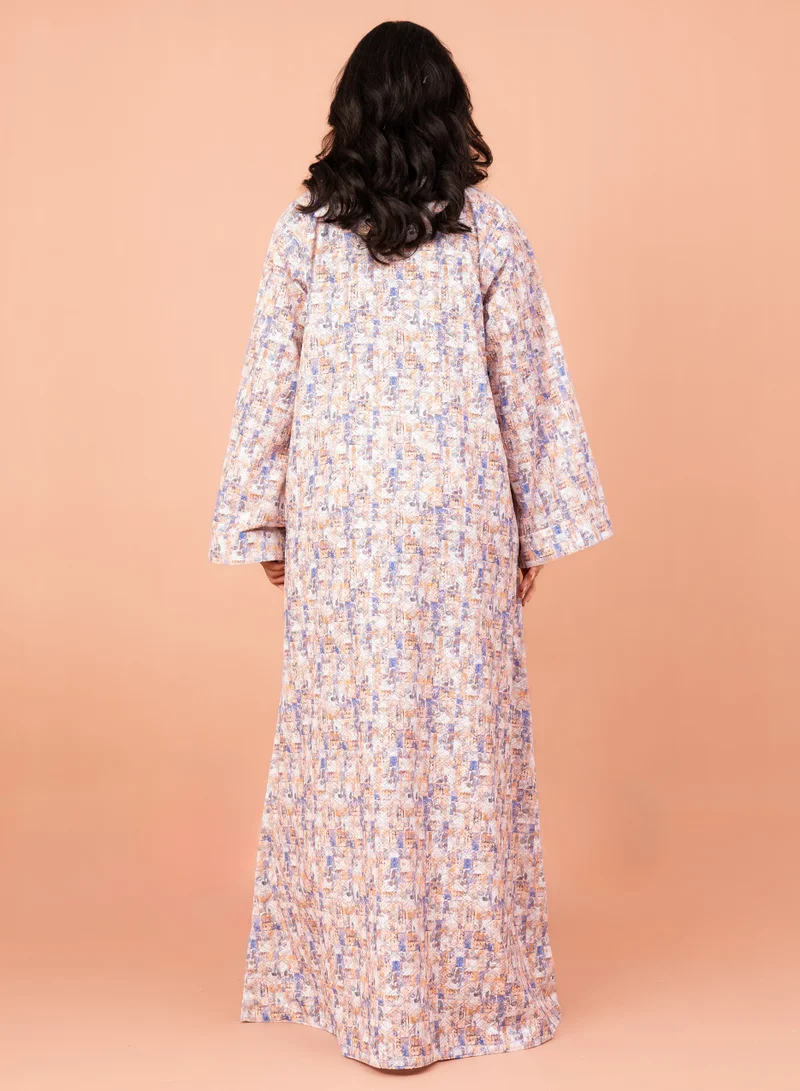 IKKXA Modern Embroidery Jalabiya IN040 Orange