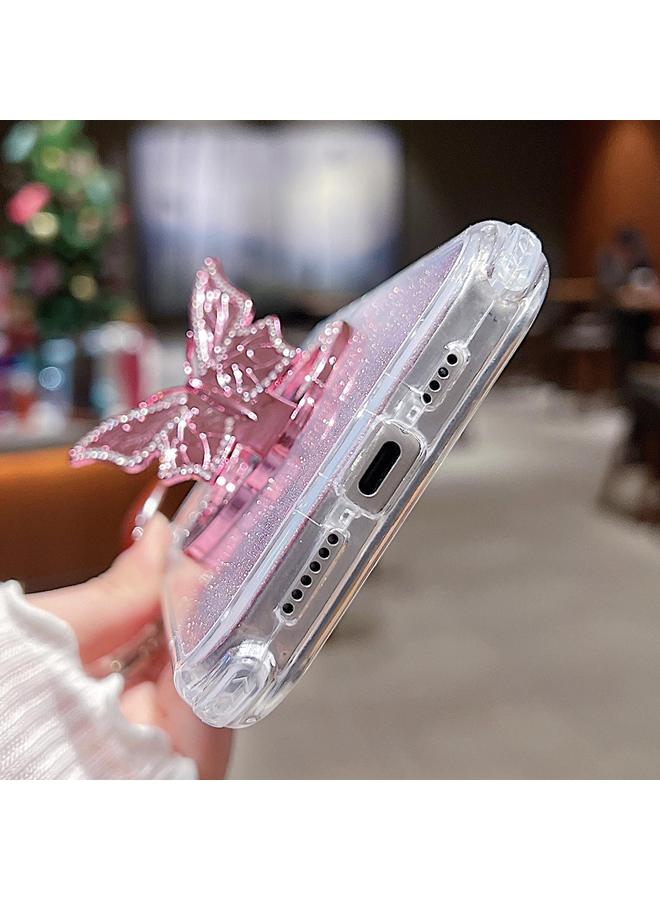 اس-توب جراب لهاتف iPhone 14 Pro مع حامل فراشة وغطاء هاتف MagSafe لامع - Image 3