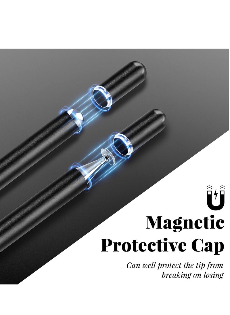 UCHUANG - Stylus Pen for iPad, Disc Stylus Pens for Touch Screens, Passive Stylus with Magnetic Cap, Compatible with Apple/iPhone/iPad/Android/Microsoft Tablets and All Passive Touch Screen (Black) - Image 1