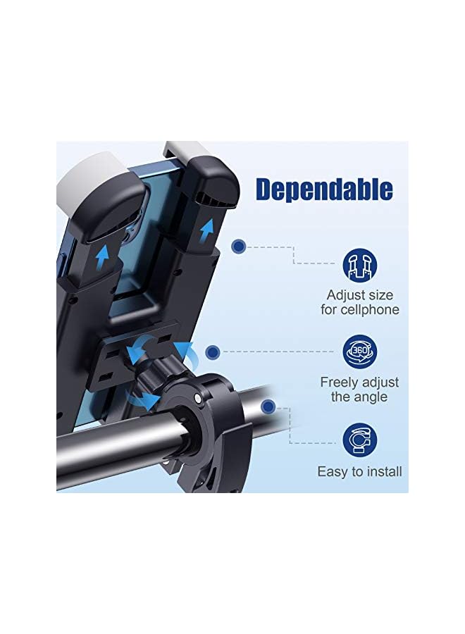 PROMASS Bike Phone Holder, Bike Phone Mount 360 Rotation for Universal Handlebars, Motorcycle Phone Mount, Adjustable Thickened Clamp Compatible with iPhone and Galaxy 3.5 - 6.5 Inches Cellphone - Image 3
