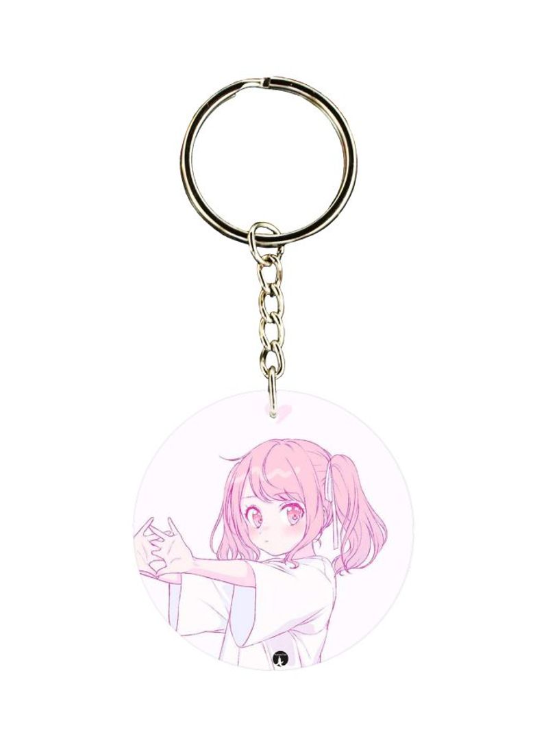 Girl Printed Double Sided Keychain