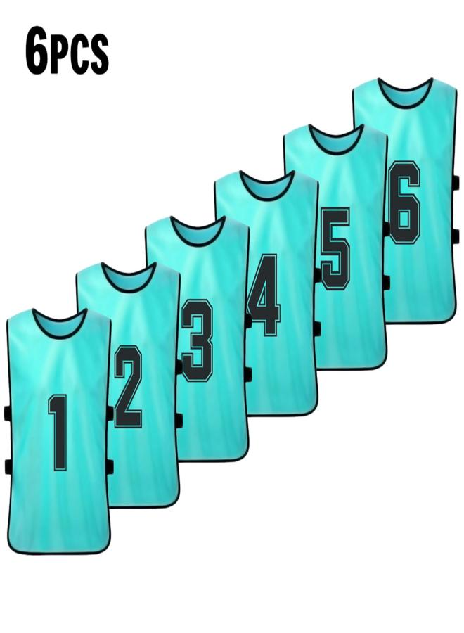 6 PCS Adults Soccer Pinnies Quick Drying Football Team Jerseys Youth Sports Scrimmage Soccer Team Training Numbered Bibs Practice Sports Vest - Image 2
