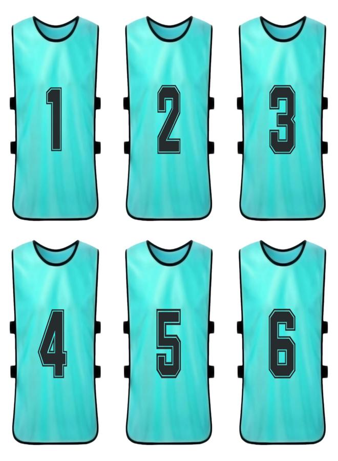 6 PCS Adults Soccer Pinnies Quick Drying Football Team Jerseys Youth Sports Scrimmage Soccer Team Training Numbered Bibs Practice Sports Vest - Image 1