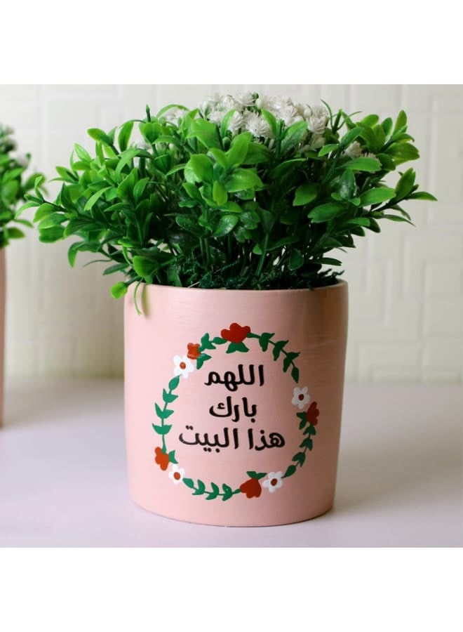 Handnade artificial plant pot - pink - 18*10 cm