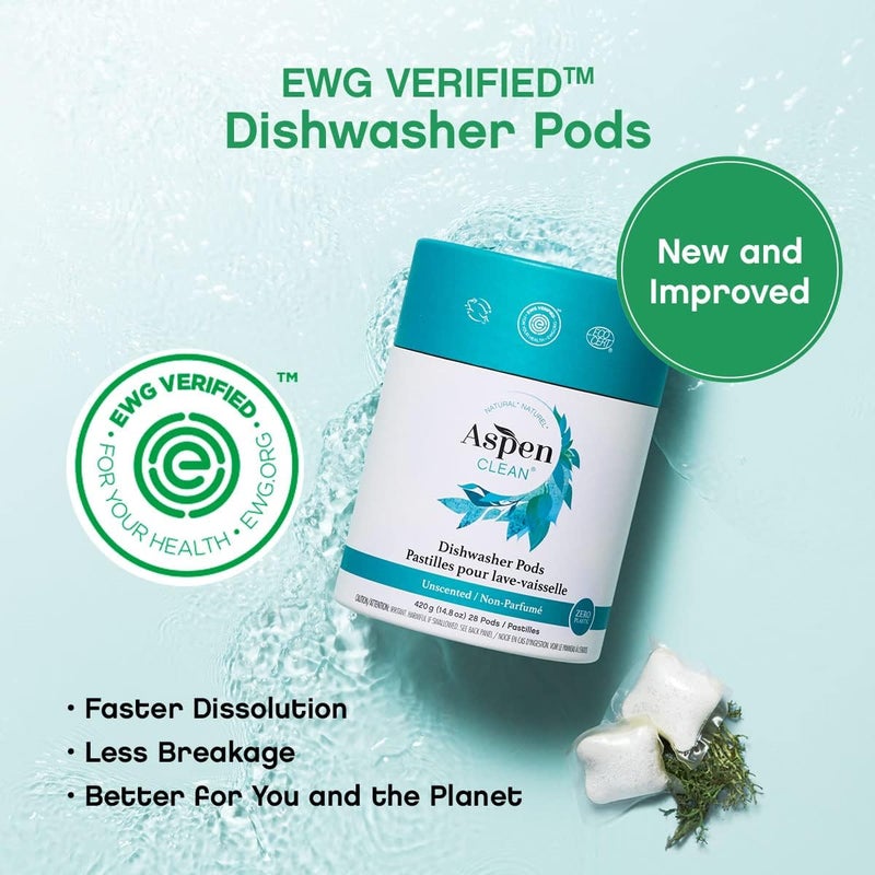 AspenClean جميع منتجاتنا آمنة لاستخدامها مع مياه الصرف الصحي وخزانات الصرف الصحي، وتُصنع دائمًا من مكونات طبيعية عالية الجودة مشتقة من النباتات، مع عبوات قابلة للتحلل وخالية من البلاستيك، من أجل الحفاظ على كوكبنا. على عكس العلامات التجارية الأخرى، عبوات مسحوق غسيل الأطباق من تجعل الأواني نظيفة تمامًا دون تكوين رغوة زائدة. - Image 2