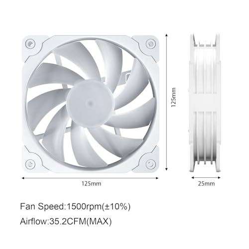 Vetroo 3-Pack Computer Case Fan 120mm Address RGB & PWM Cooling Fans High Performance with Controller Hub - White - Image 2