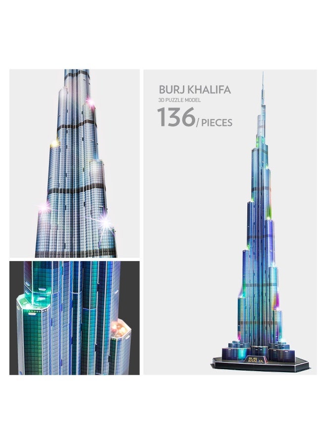 CubicFun 3D Puzzle LED Burj Khalifa 136pc - Image 5