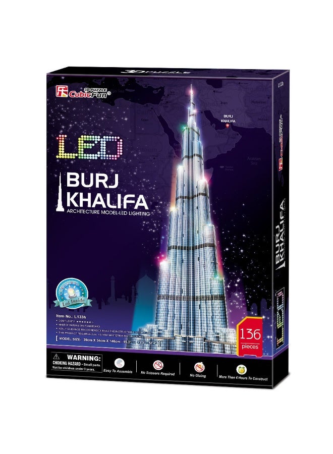 CubicFun 3D Puzzle LED Burj Khalifa 136pc - Image 1