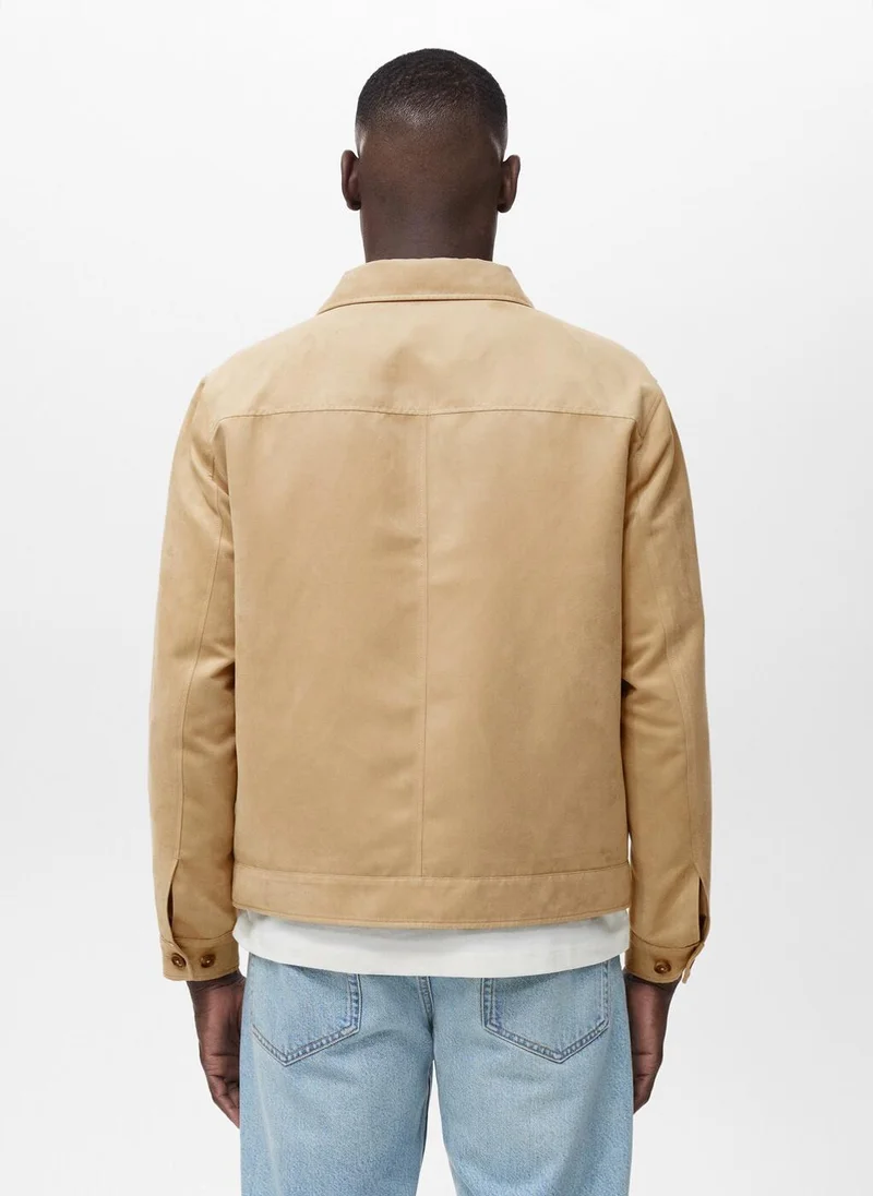 مانجو Suede Leather-Effect Overshirt