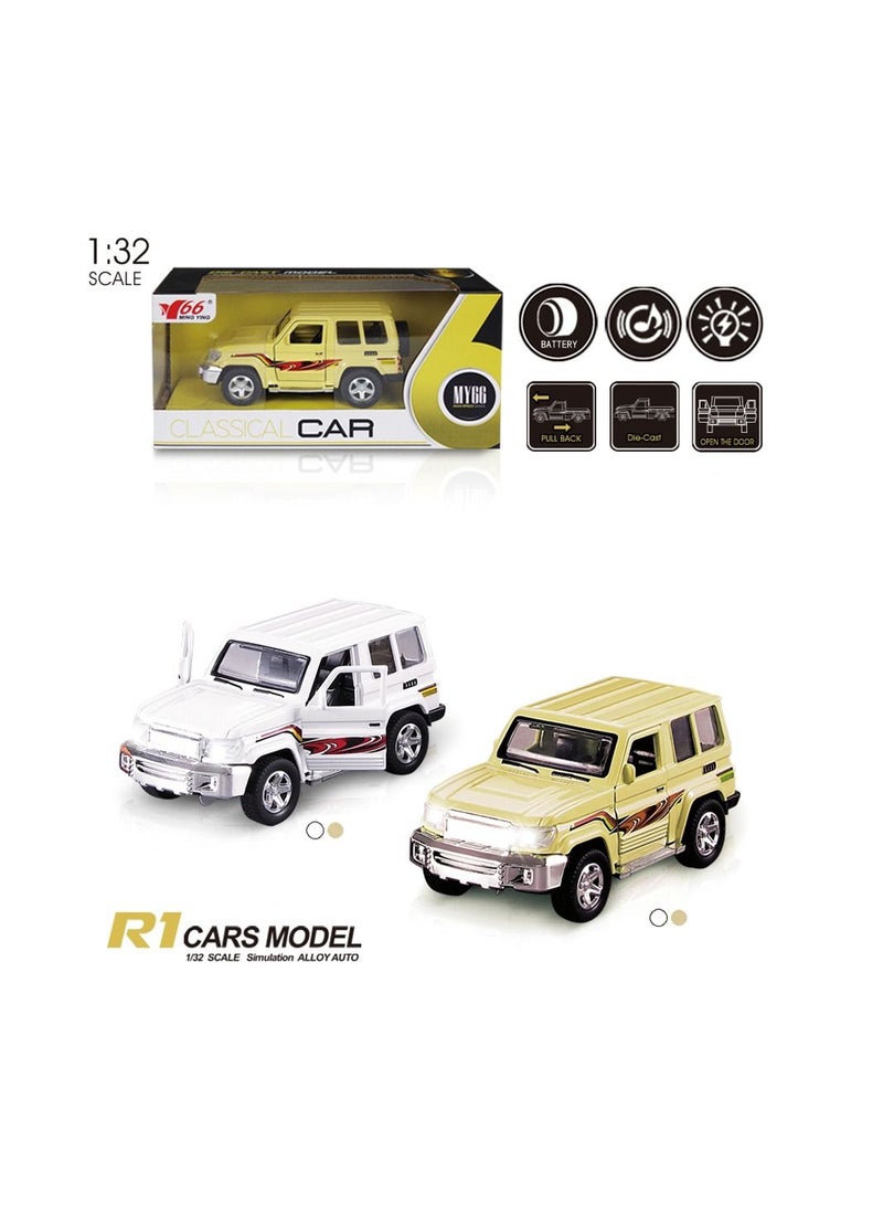 1:32 Toyota Jeep Alloy Return Door Car with Light Music - Assorted Color  - Image 3
