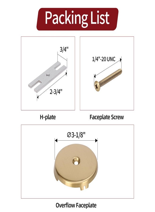 PRIMSOPH One Hole Overflow Faceplate Tub Drain Trim Kit Conversion Kit Assembly Universal Fine Coarse Thread Replacement Brushed Gold - Image 5