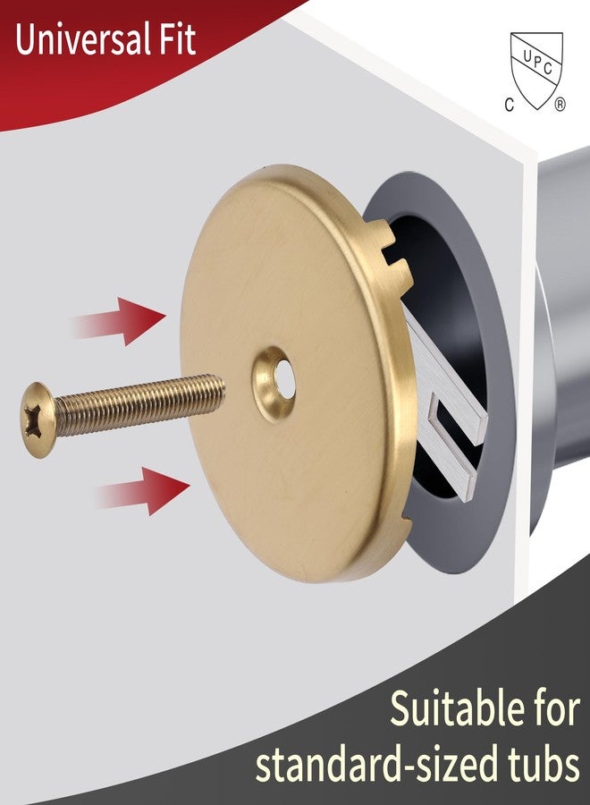 PRIMSOPH One Hole Overflow Faceplate Tub Drain Trim Kit Conversion Kit Assembly Universal Fine Coarse Thread Replacement Brushed Gold - Image 3