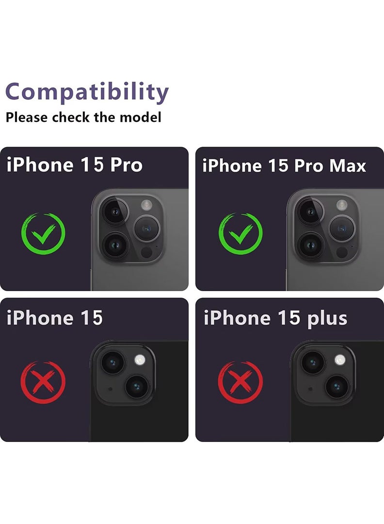ثيودور واقي عدسة كاميرا iPhone 15 Pro Max/ 15 Pro مع حلقة كاميرا من الزجاج المقوى 9H ولوحة معدنية مضادة للخدش [حماية من السقوط]، غطاء كاميرا صديق للجراب، تيتانيوم أبيض - Image 2