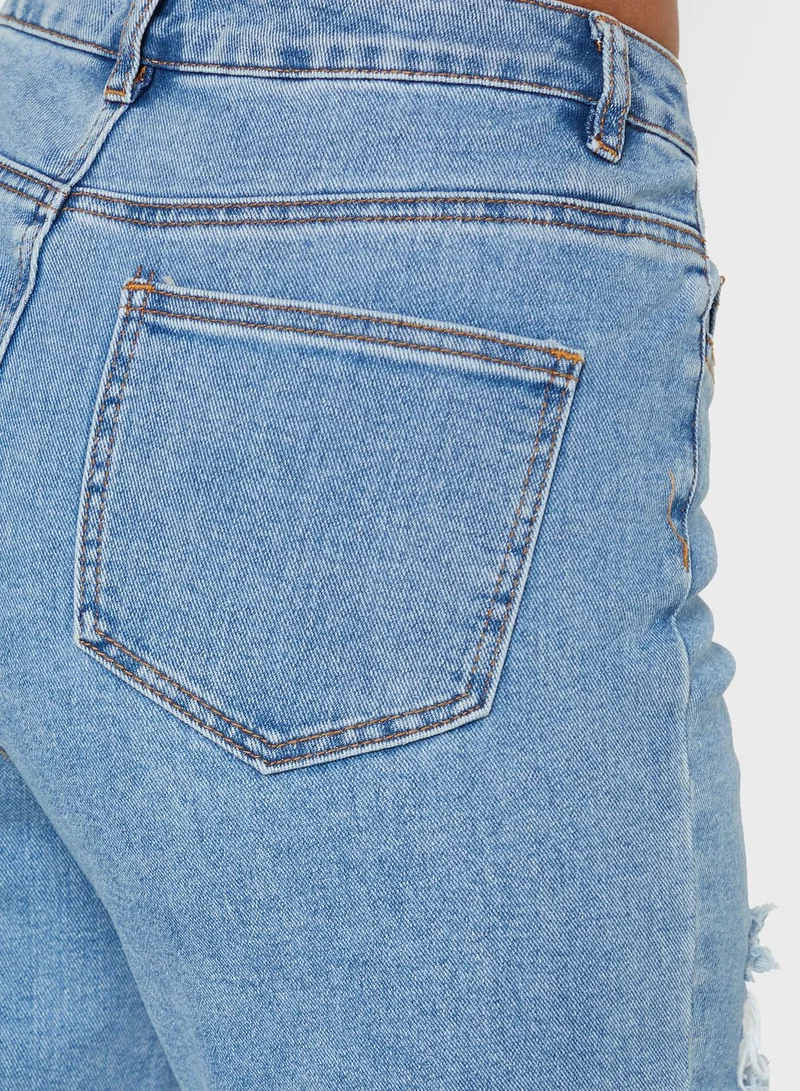 Missguided Tall Comfort Stretch Ripped Mom Jeans