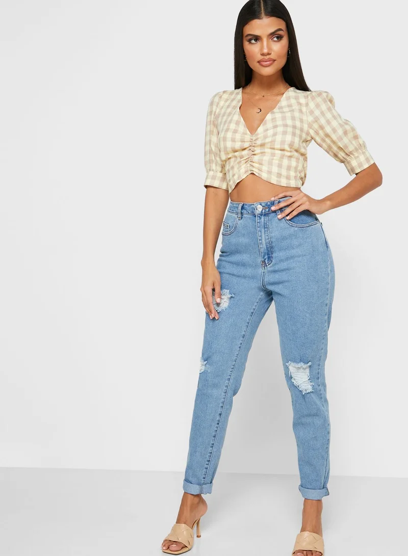 Missguided Tall Comfort Stretch Ripped Mom Jeans