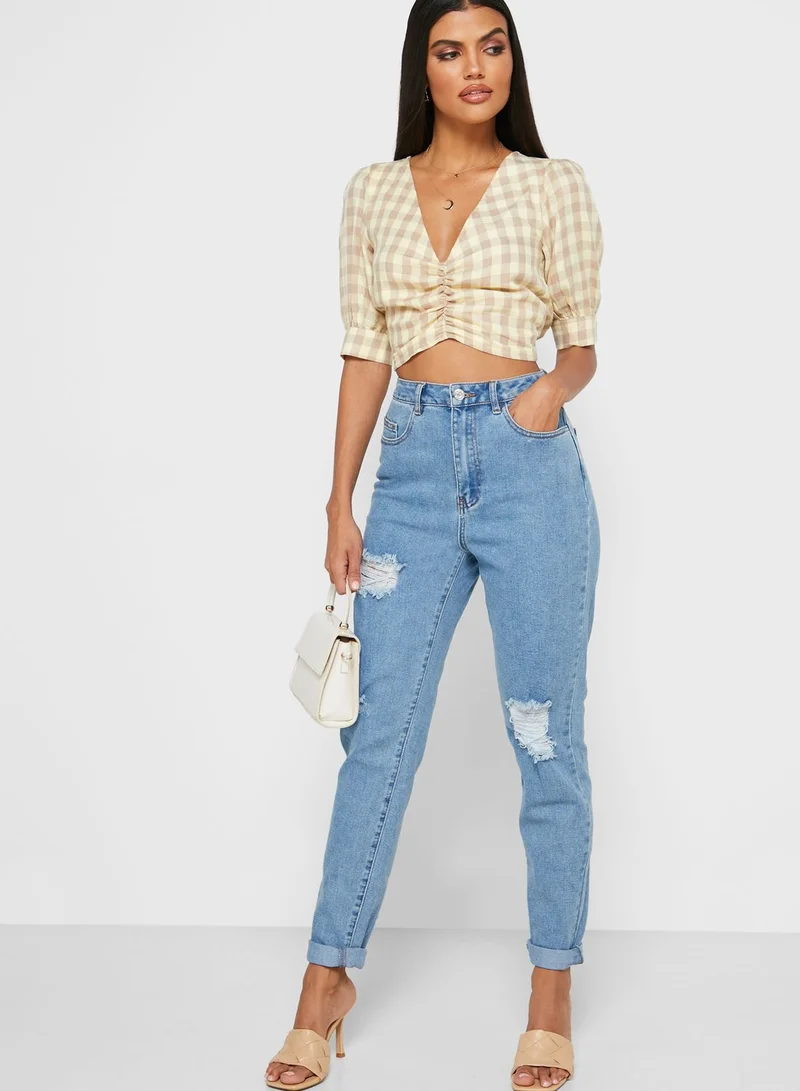 Missguided Tall Comfort Stretch Ripped Mom Jeans
