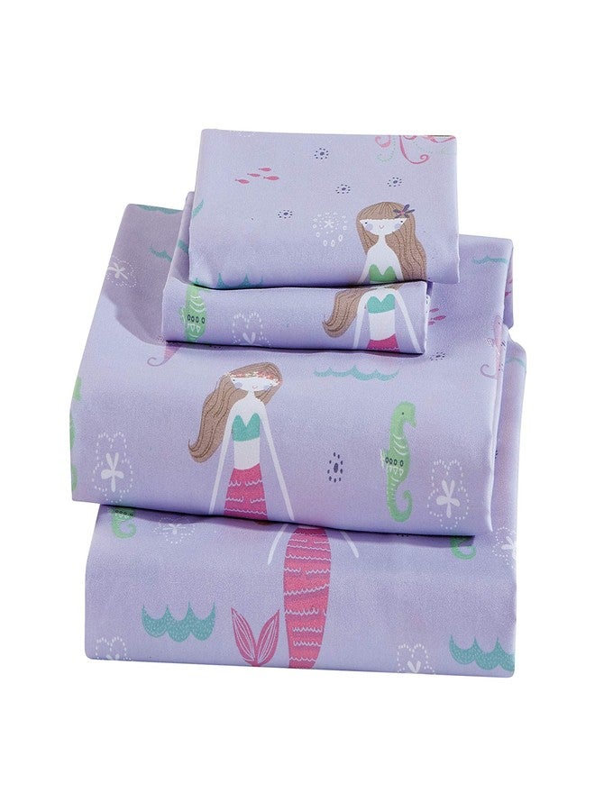 Linen Plus Twin Size Comforter Set Girls/Teens Mermaids Starfishes Jellyfishes Lavender Pink Aqua Princess of The Sea New - Image 3