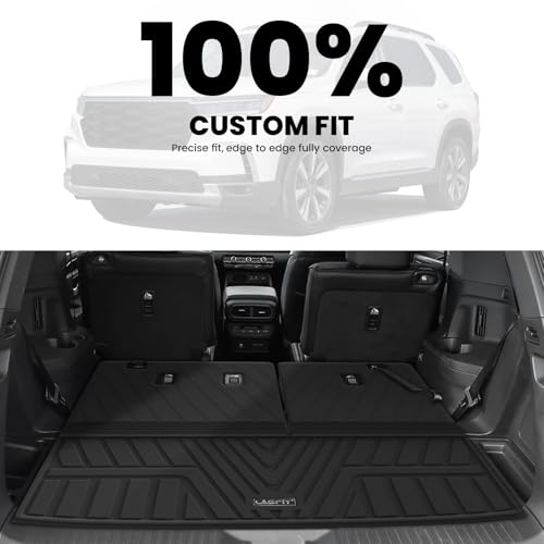 LASFIT Cargo Mat with Backrest Mat for Honda Pilot 2023 2024 2025 2026, Split & One-piece Foldable Seating TPE Custom Fit Trunk Mat Cargo Liner with Seatback Mat Accessories, Black - Image 3