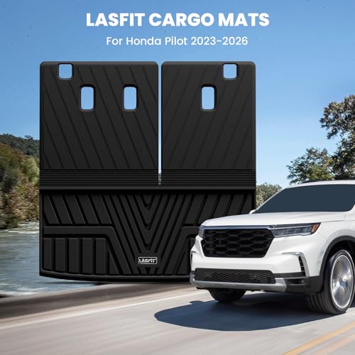LASFIT Cargo Mat with Backrest Mat for Honda Pilot 2023 2024 2025 2026, Split & One-piece Foldable Seating TPE Custom Fit Trunk Mat Cargo Liner with Seatback Mat Accessories, Black - Image 5