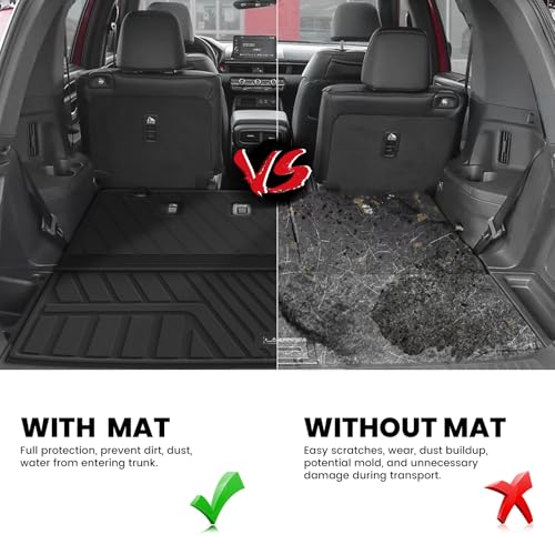 LASFIT Cargo Mat with Backrest Mat for Honda Pilot 2023 2024 2025 2026, Split & One-piece Foldable Seating TPE Custom Fit Trunk Mat Cargo Liner with Seatback Mat Accessories, Black - Image 4