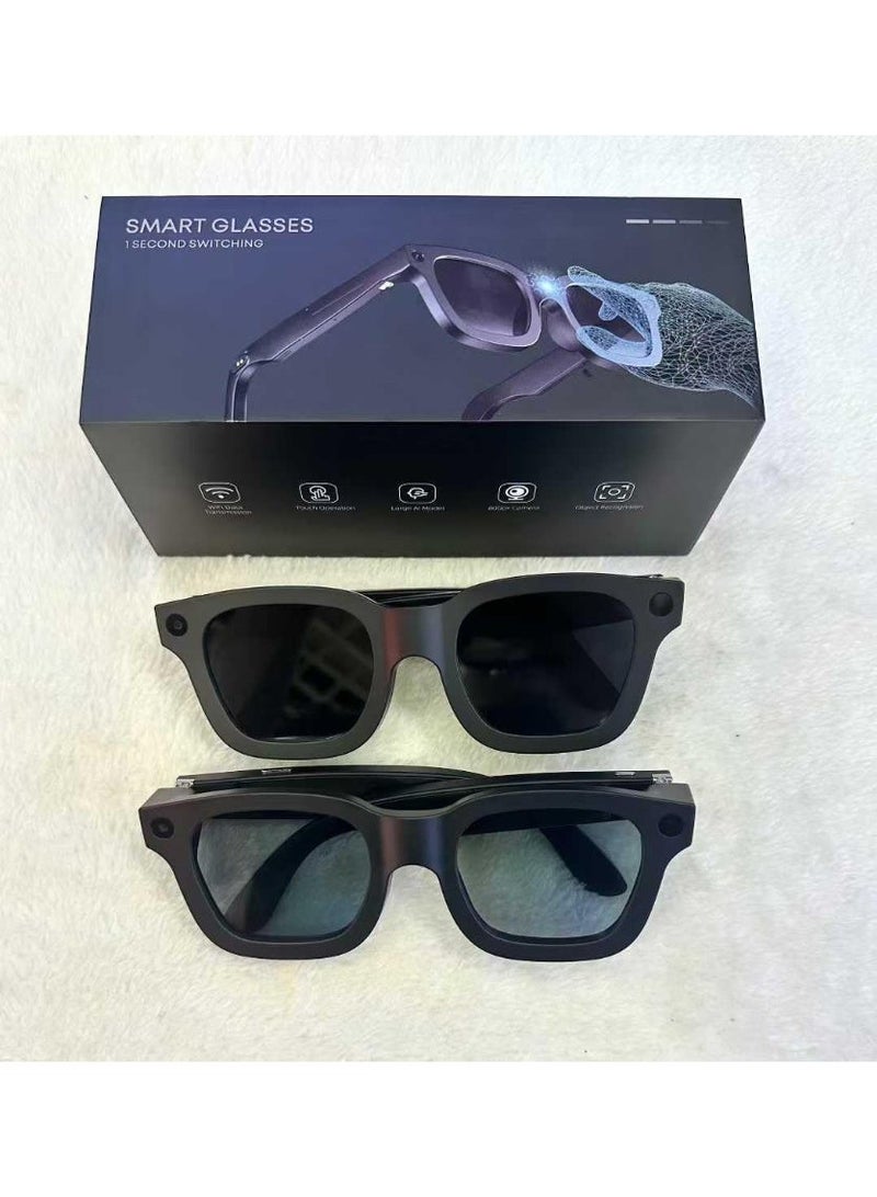 ظارات ذكية بالذكاء الاصطناعي مع ترجمة فورية لـ 135 لغة، كاميرا 8MP عالية الدقة للتصوير، صوت بلوتوث مفتوح الأذن، عدسات شمسية بتعتيم تلقائي، مساعد ذكي، ملاحة صوتية، تحكم باللمس – نظارات ذكية للرجال والنساء - Image 4