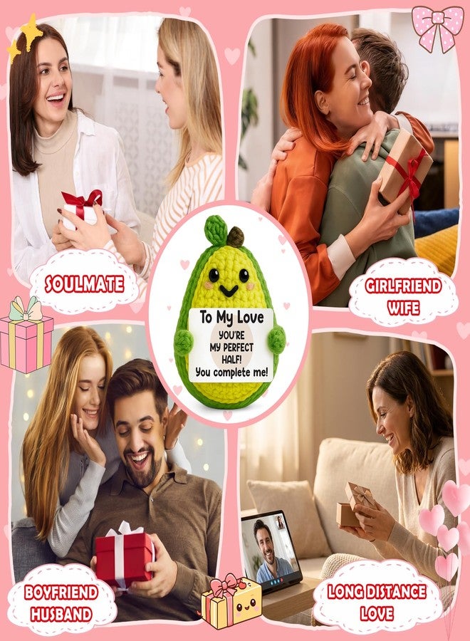 جيفت مارك هدايا للحبيب/الحبيبة، هدايا كروشيه إيجابية على شكل أفوكادو، هدايا كروشيه صغيرة يدوية الصنع، هدايا ذكرى زواج للنساء والرجال والأزواج والزوجات - Image 5