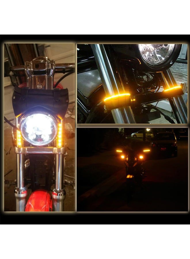 NBWDY Universal 2pc Motorcycle LED Turn Signal Light, Indicator Blinker Light, Waterproof Amber Lights Strip for Turn Signal Backup License Plate with Total 12LED (2x 6LED Amber Light Bar) - Image 3