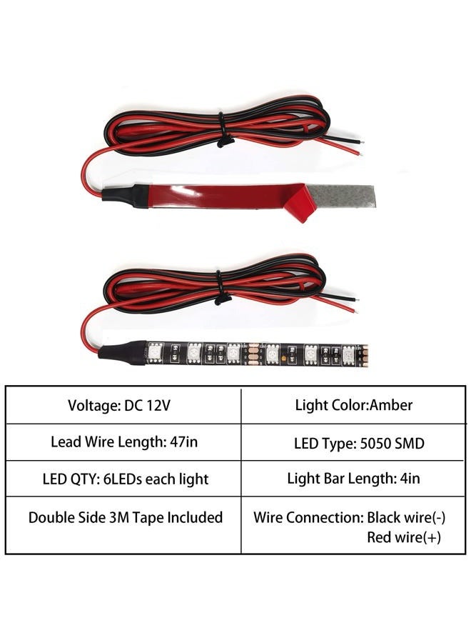 NBWDY Universal 2pc Motorcycle LED Turn Signal Light, Indicator Blinker Light, Waterproof Amber Lights Strip for Turn Signal Backup License Plate with Total 12LED (2x 6LED Amber Light Bar) - Image 4