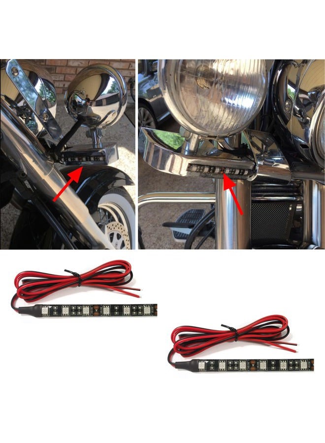 NBWDY Universal 2pc Motorcycle LED Turn Signal Light, Indicator Blinker Light, Waterproof Amber Lights Strip for Turn Signal Backup License Plate with Total 12LED (2x 6LED Amber Light Bar) - Image 2