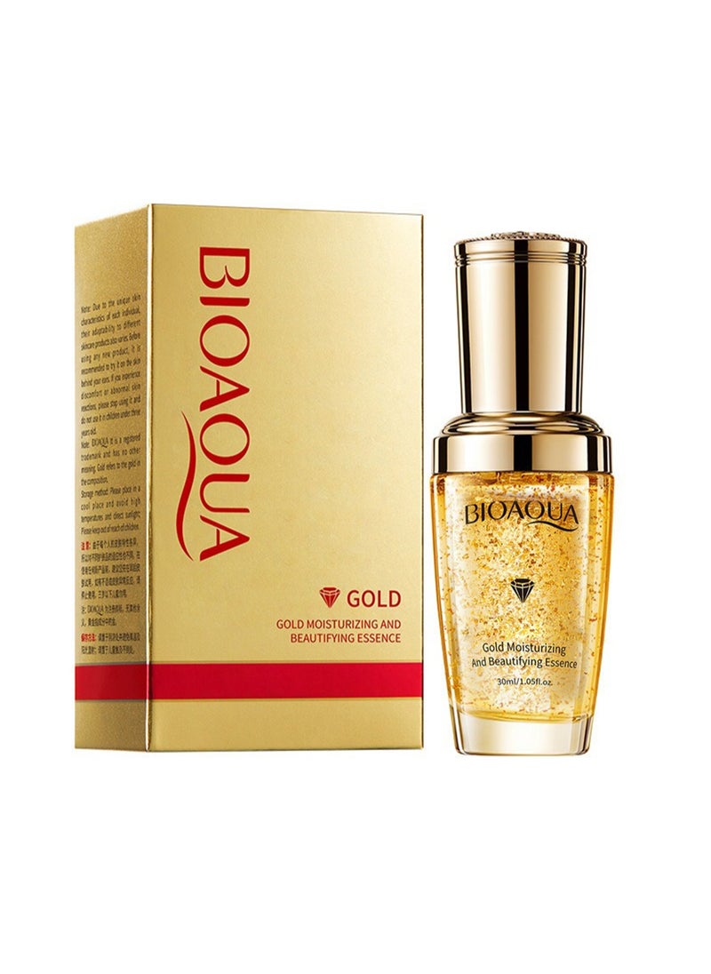 BIOAOUA - Gold Moisturizing and Beautifying Essence, Anti-Aging Moisturizing Face Serum to Smooth Wrinkles for All Skin Types 30ml - Image 1