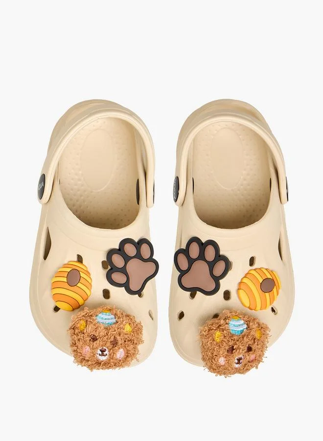 Aqua Girls Bear Applique Clogs