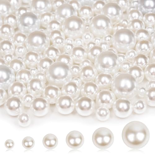 MACIOZE 2000PCS Pearls for Crafting, Ivory No Hole Beads for Centerpieces Vases, Assorted Sizes Bulk Fake Pearls Beads for Vase Filler, Candles Centerpiece, DIY Crafts, Jewelry Making (4/6/8/10/14/20mm) - Image 1